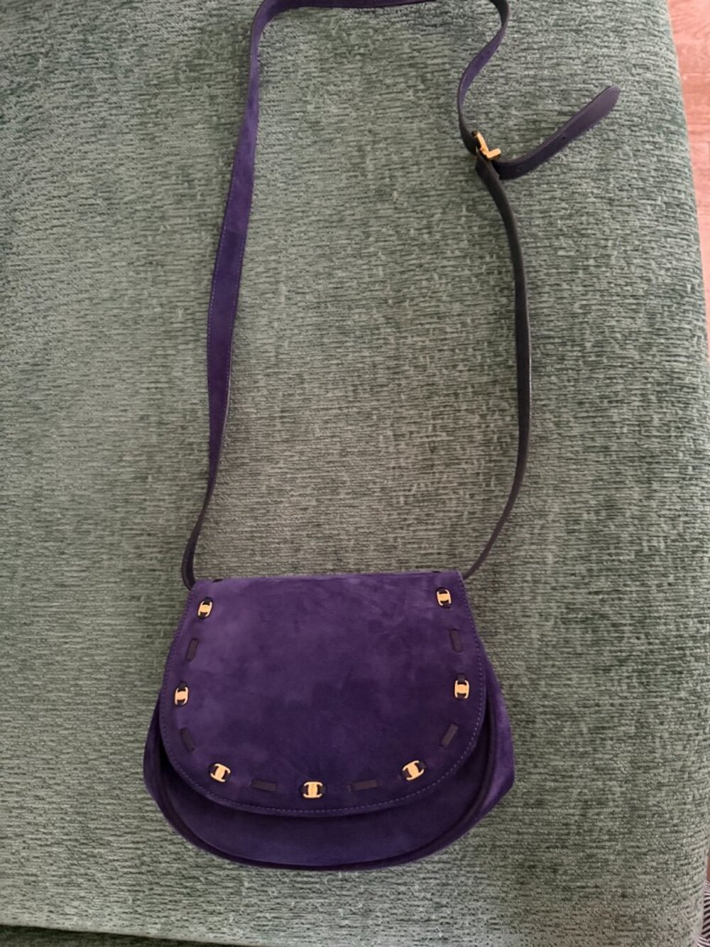 Salvatore Ferragamo Vintage Purple Suede  Crossbody Bag
